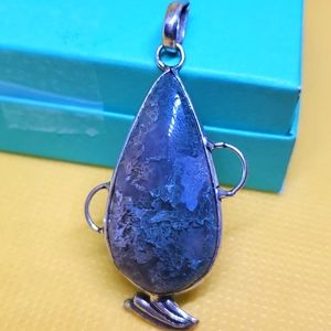 Genuine Amazonite Pendant in Tibetan Silver